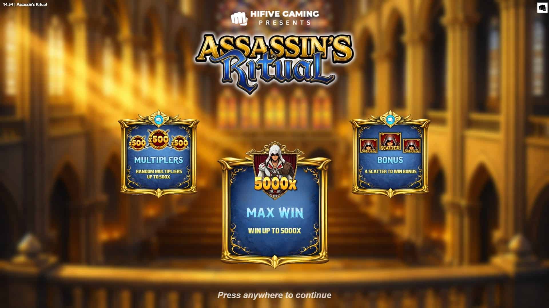 Assassins Ritual slot intro screen