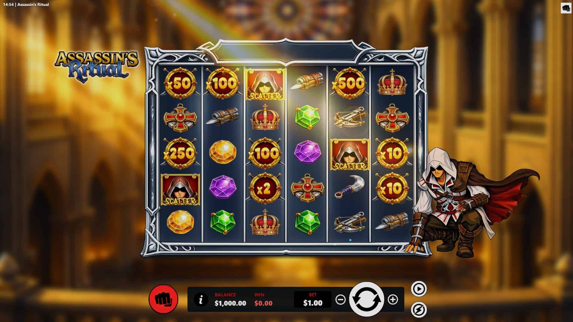 Assassins Ritual slot gameplay reels