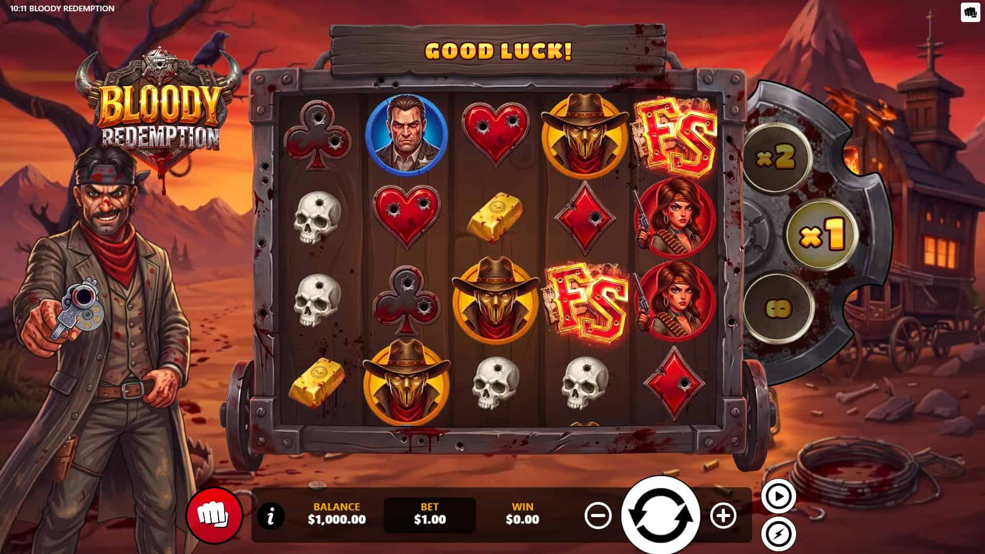 Bloody Redemption slot gameplay reels