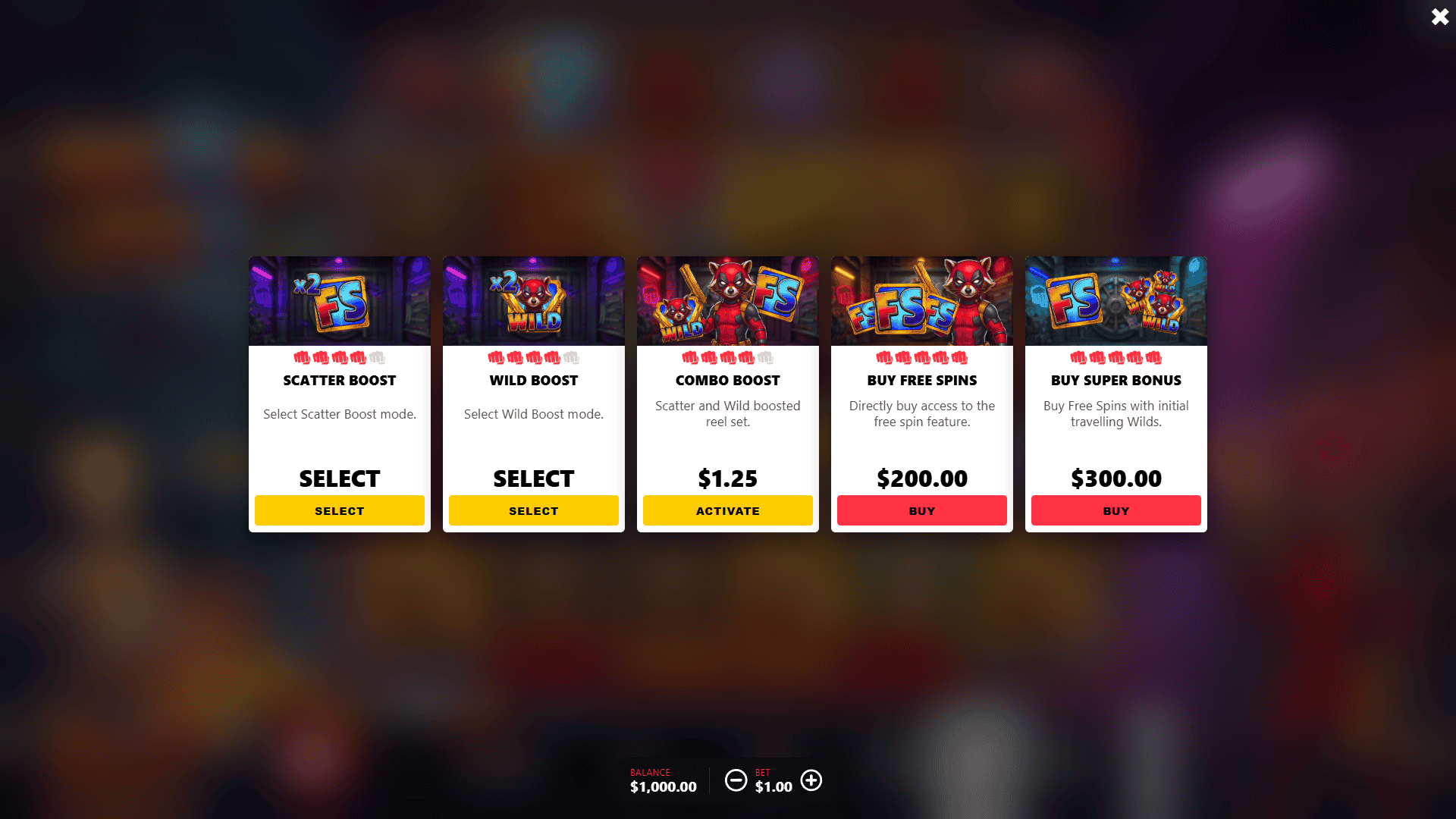 Dead Ass bonus buy menu