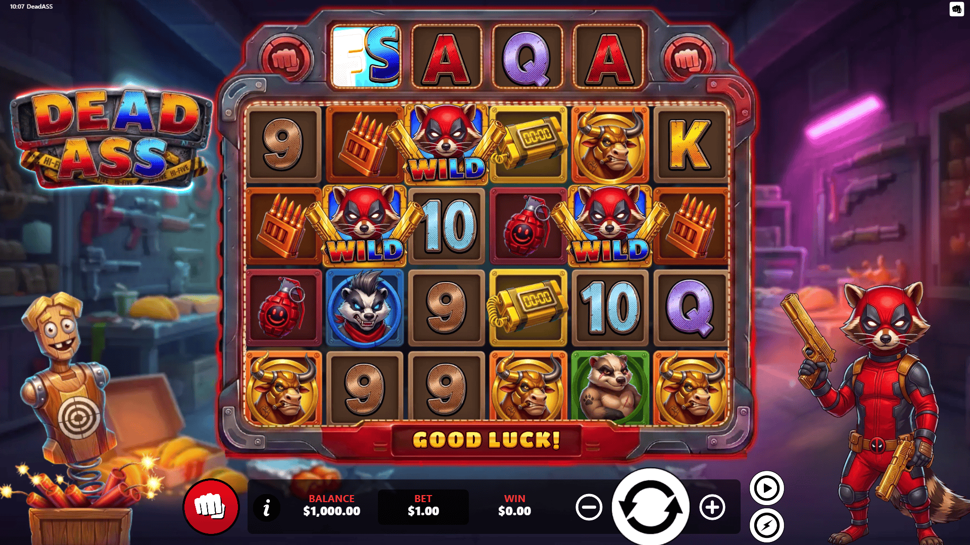 Dead Ass slot gameplay reels