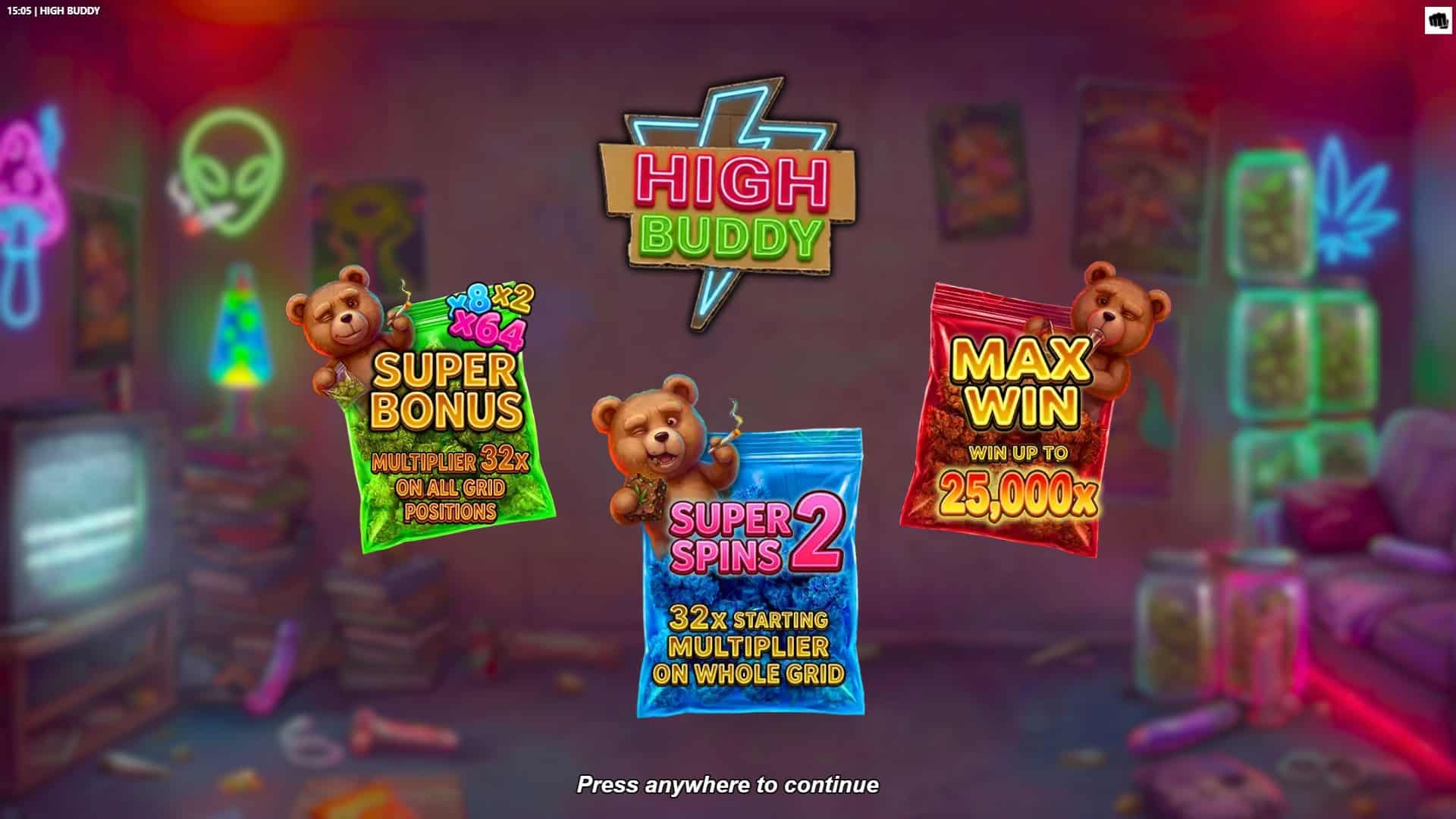 High Buddy slot intro screen