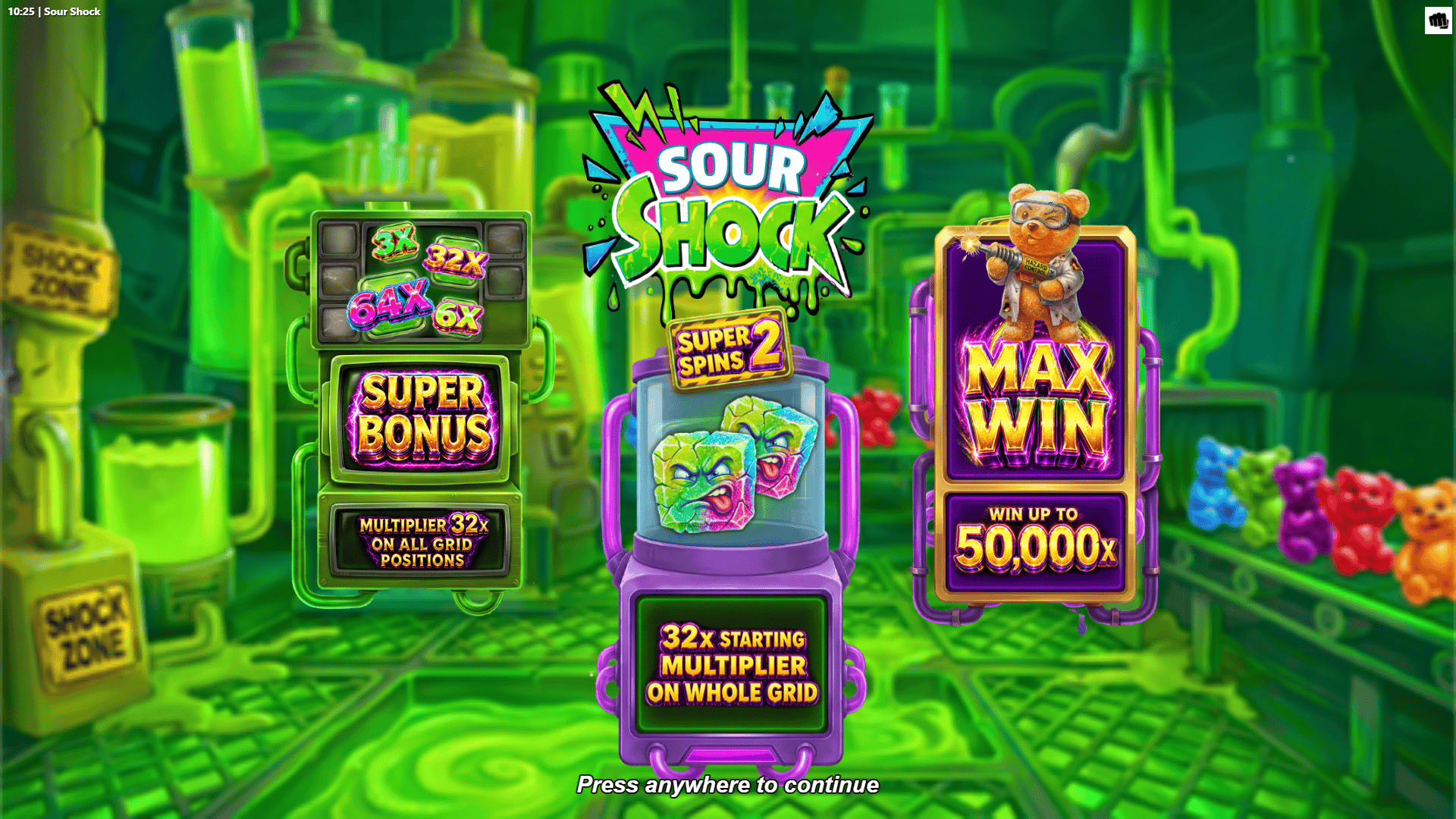 Sour Shock slot intro screen