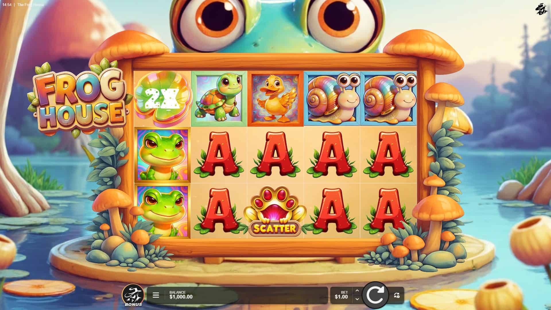 Frog House slot gameplay reels