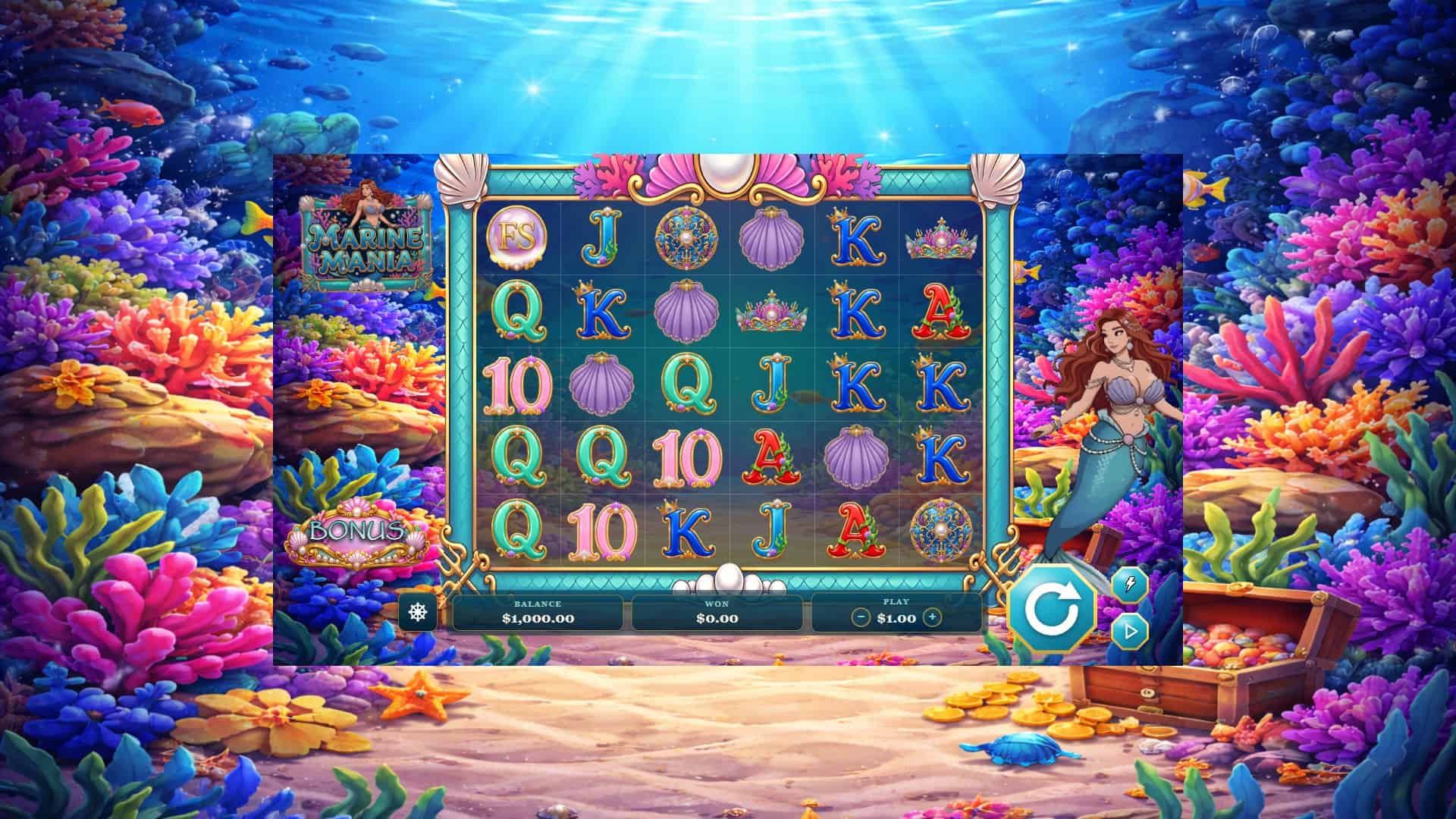 Marine Mania slot gameplay reels