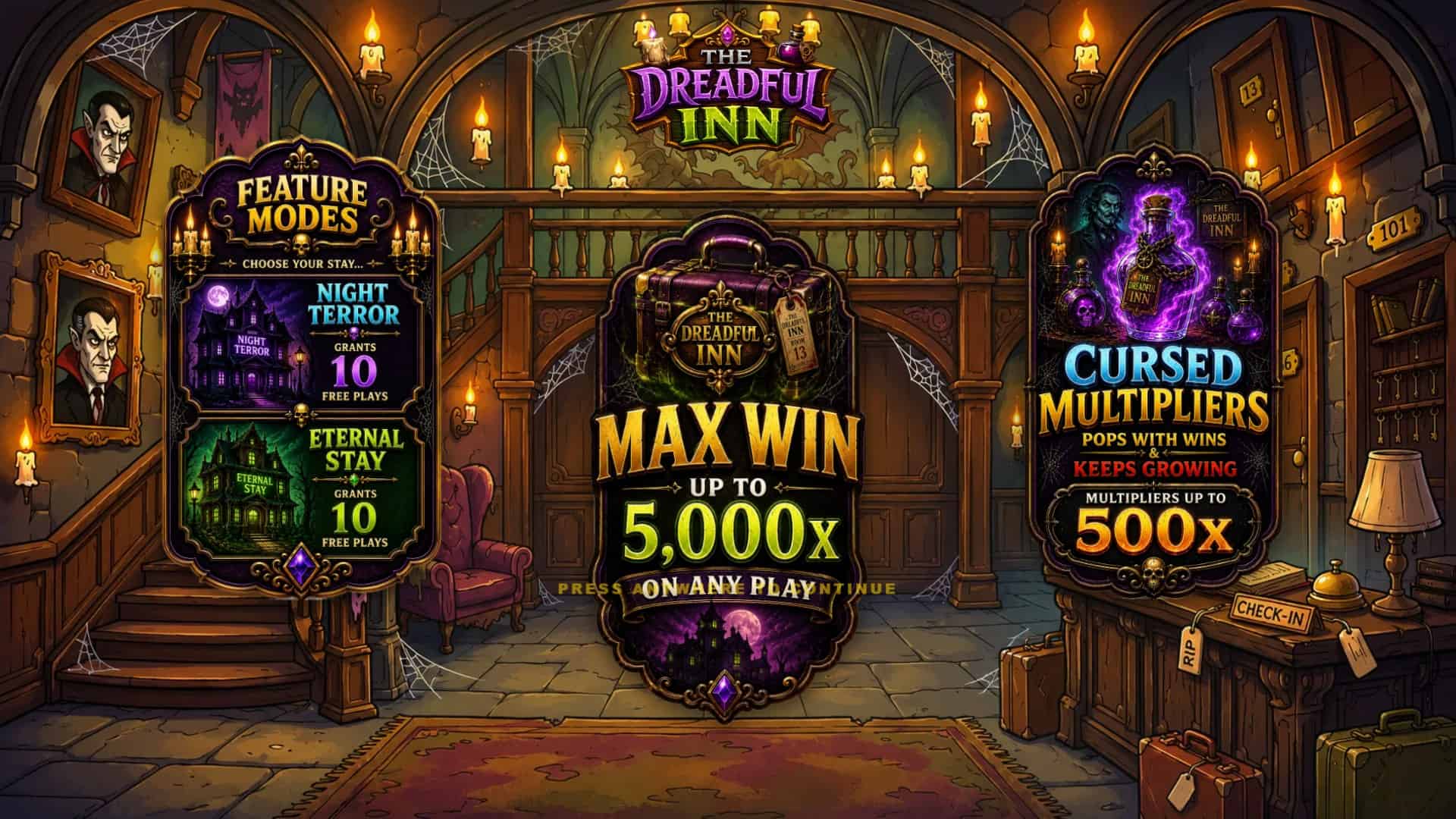 The Dreadful Inn slot intro screen