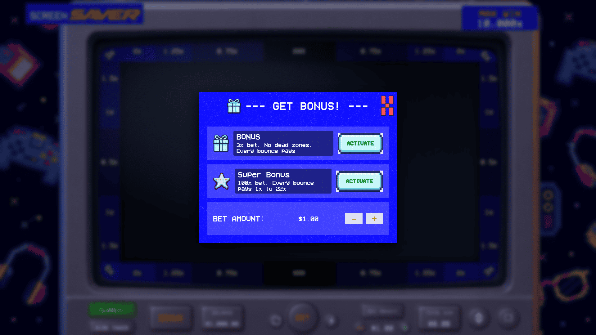 Screen Saver bonus buy menu