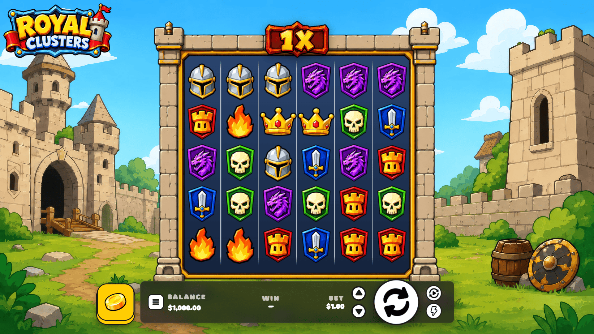 Royal Clusters slot gameplay reels