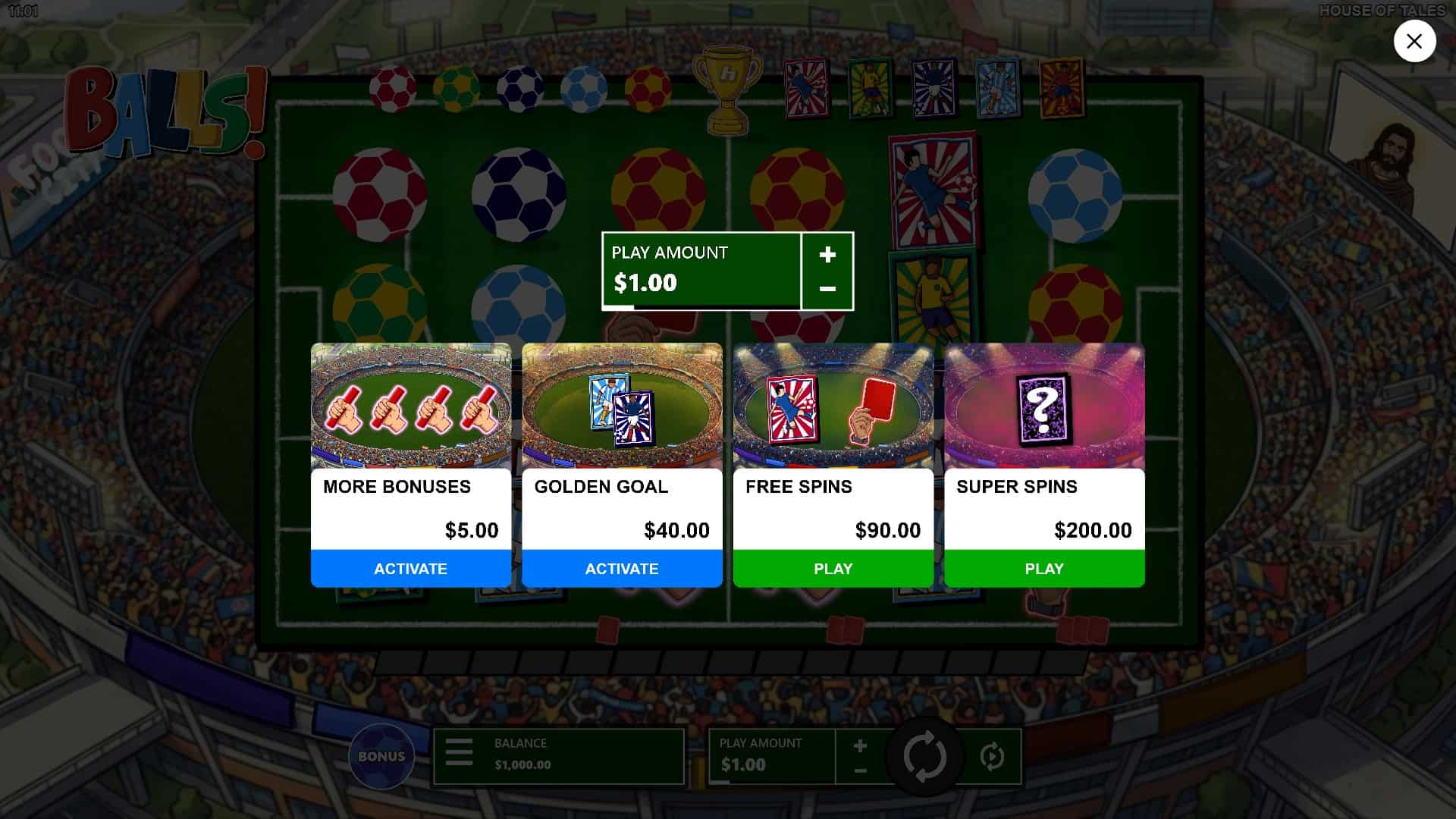 Balls! bonus buy menu