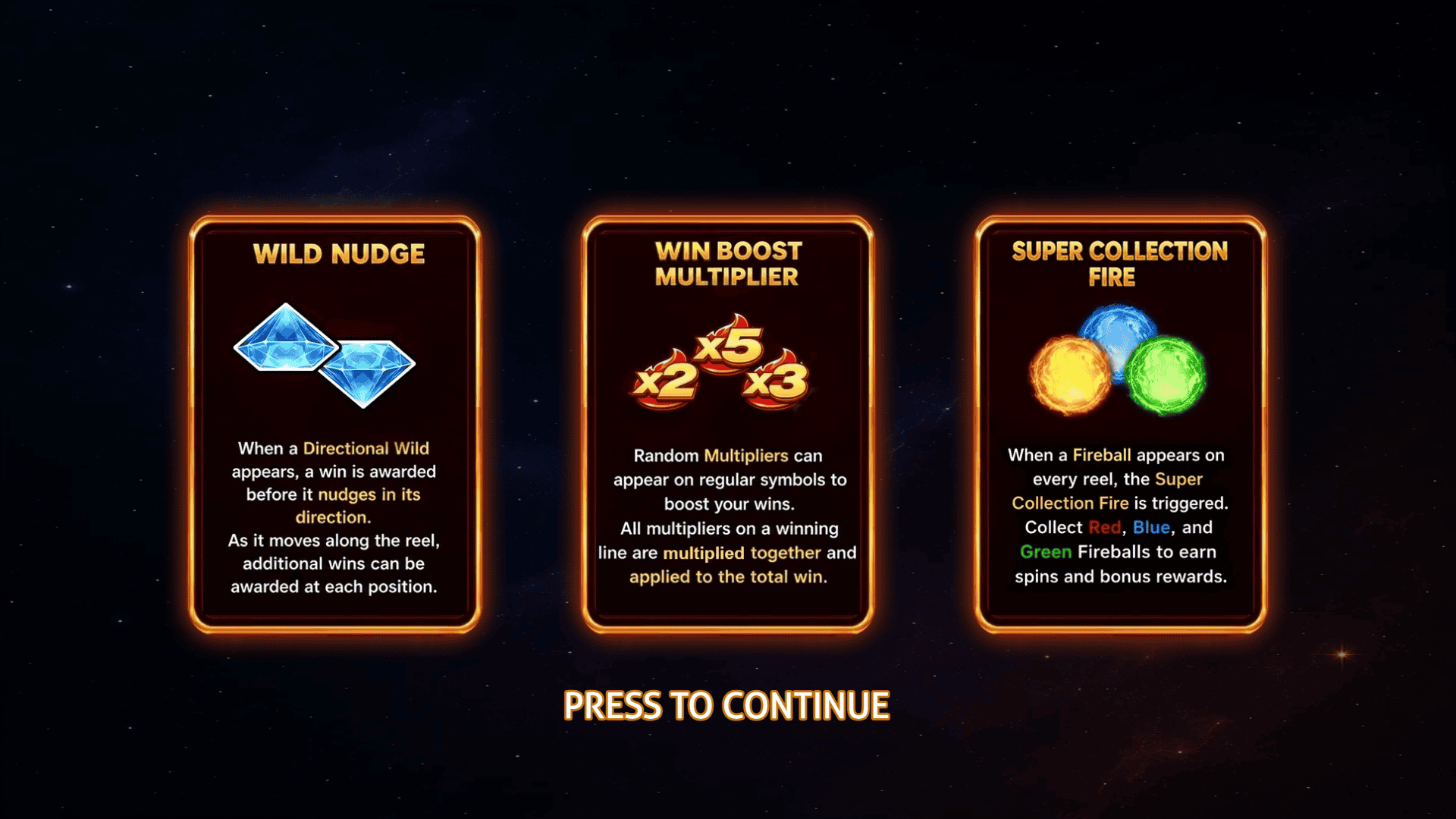 Fireball Fortune slot intro screen
