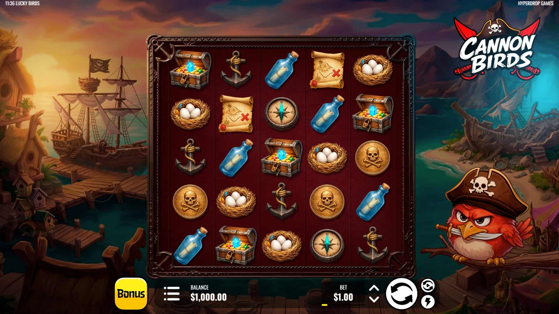 Cannon Birds slot gameplay reels
