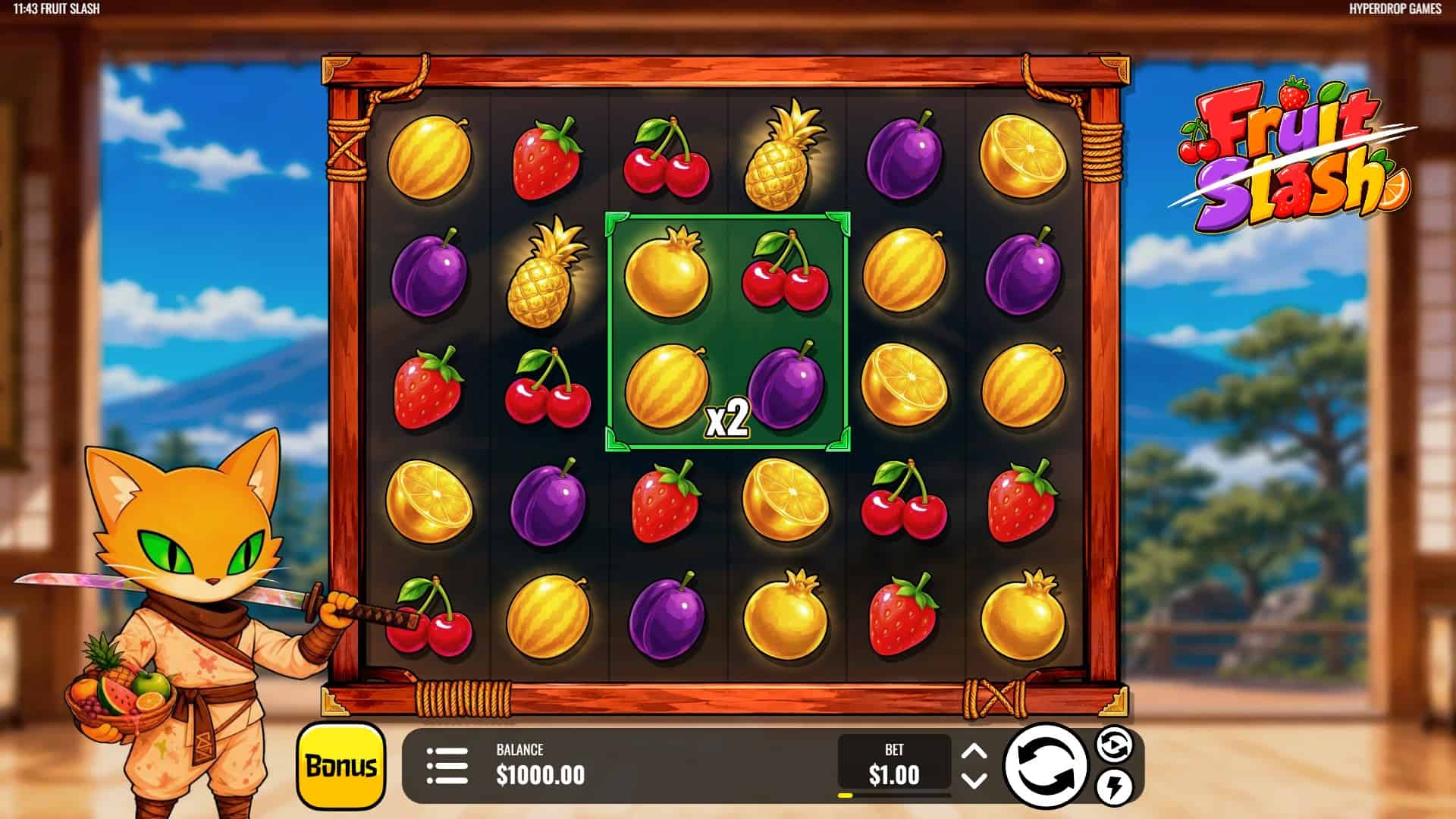 Fruit Slash slot gameplay reels