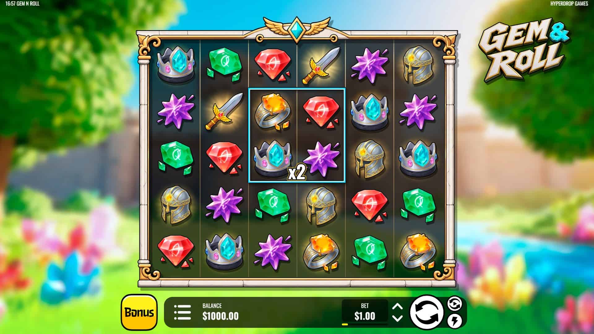 Gem N Roll slot gameplay reels