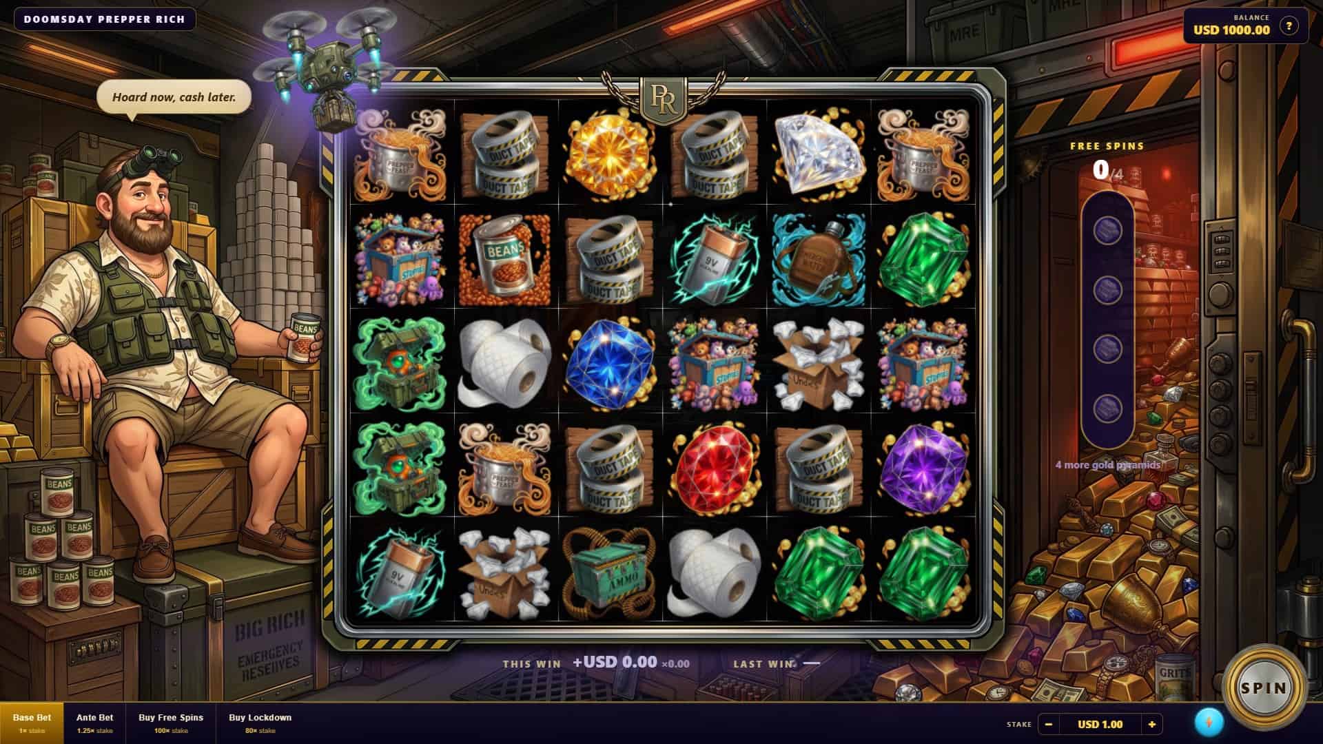 Doomsday Prepper Rich slot gameplay reels