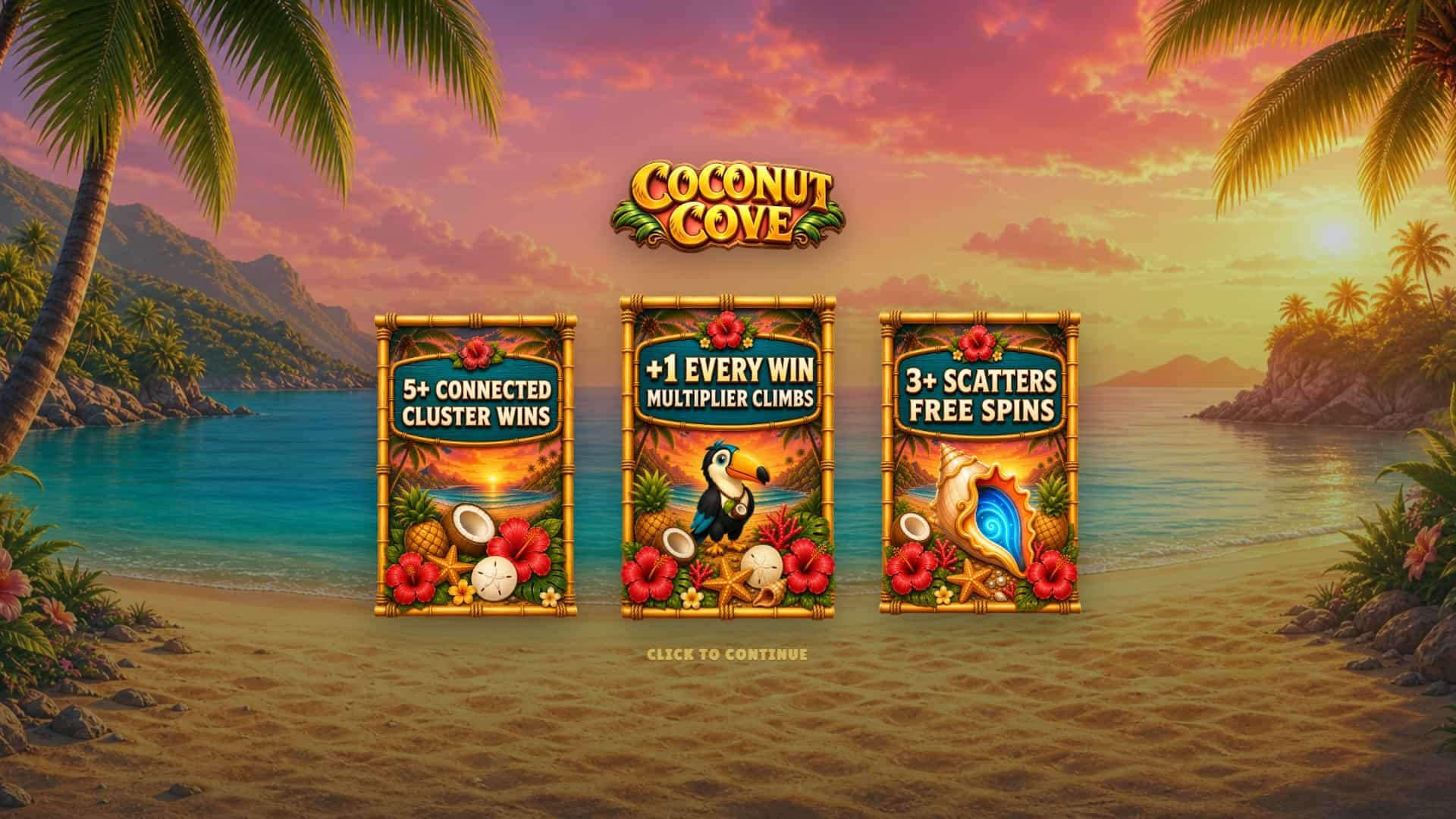 Coconut Cove slot intro screen