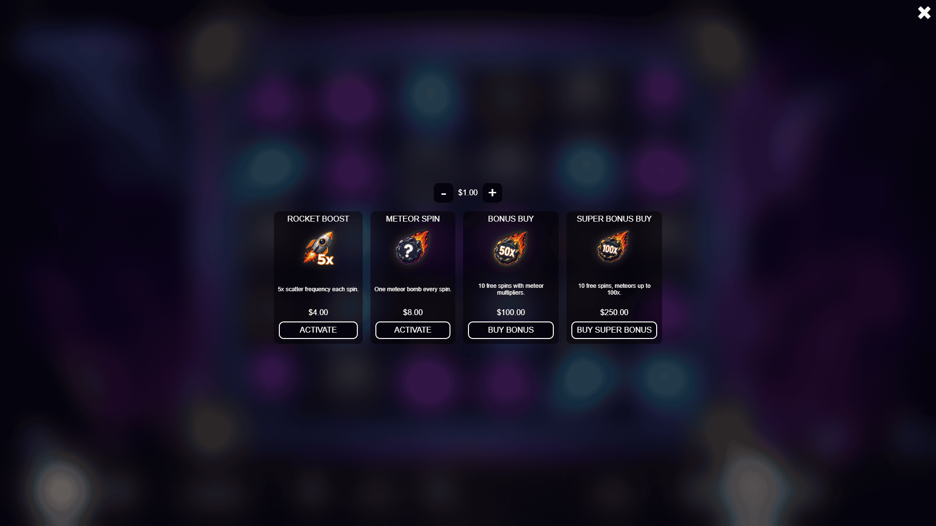 Hypernova bonus buy menu