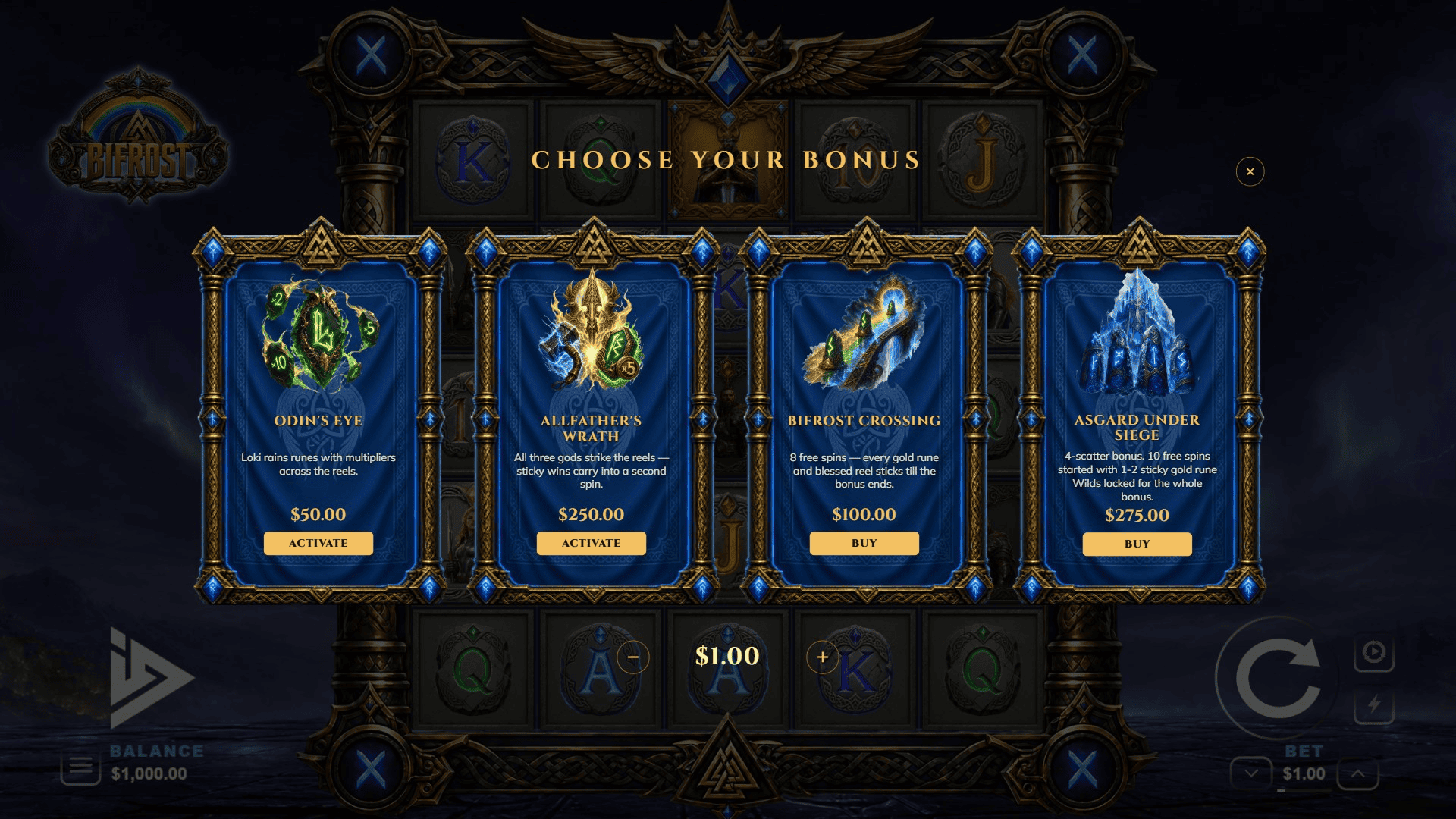 Bifrost bonus buy menu