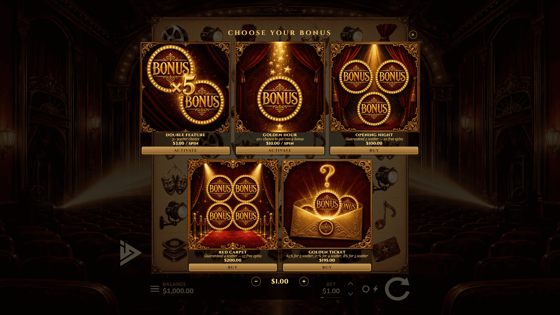 Popcorn bonus buy menu