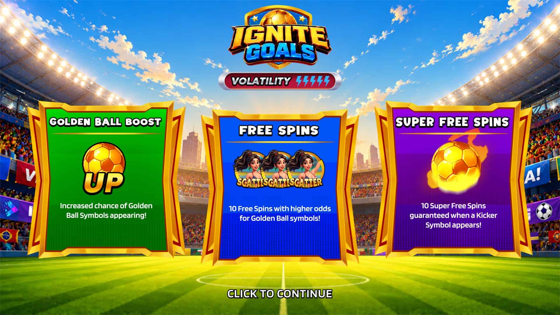 IGNITE Goals slot intro screen