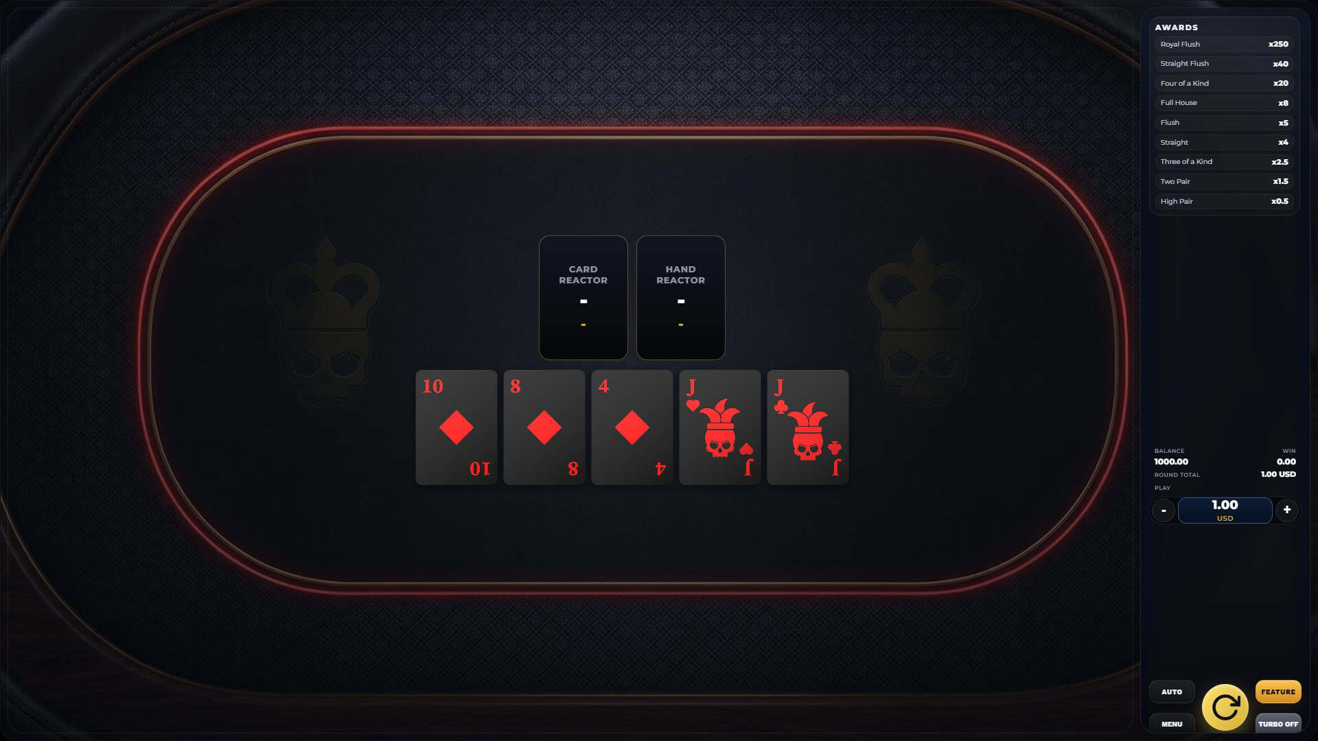 Poker Reactor slot gameplay reels