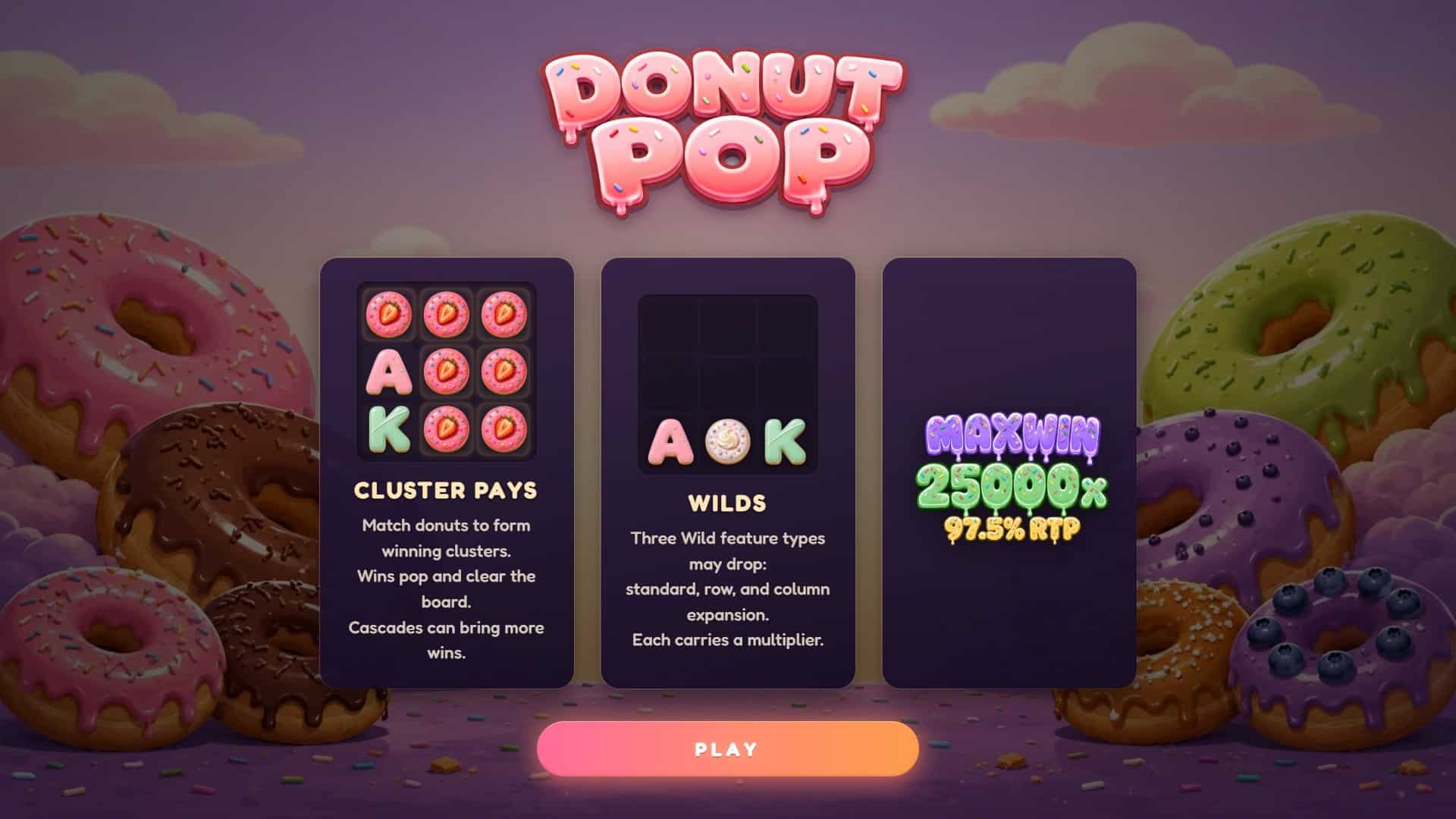 Donut Pop slot intro screen