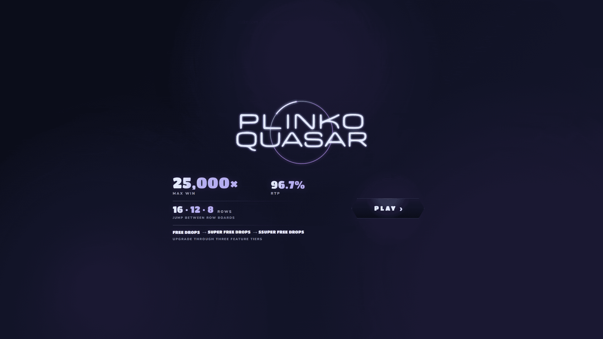Plinko Quasar slot intro screen