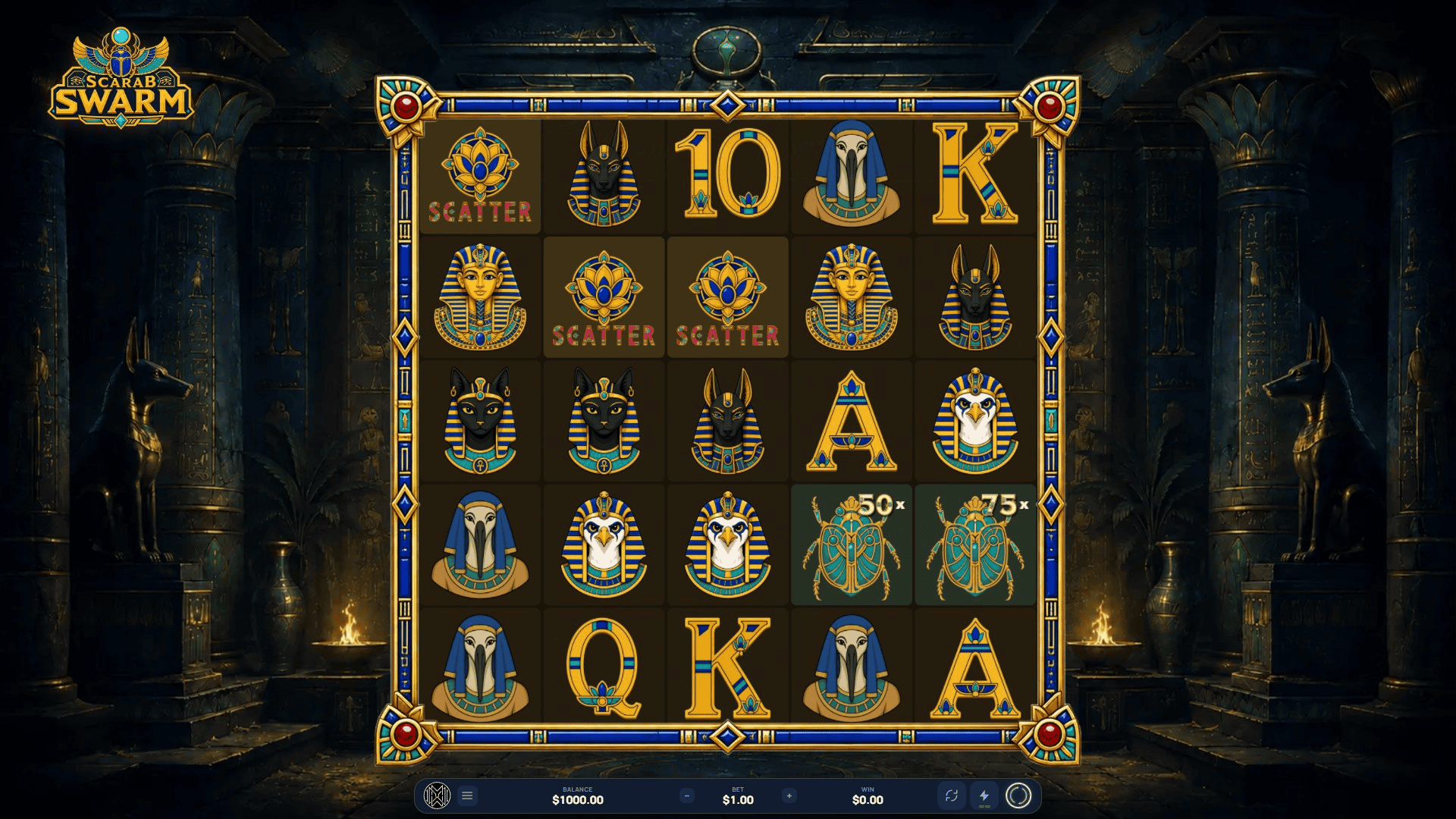 Scarab Swarm slot gameplay reels
