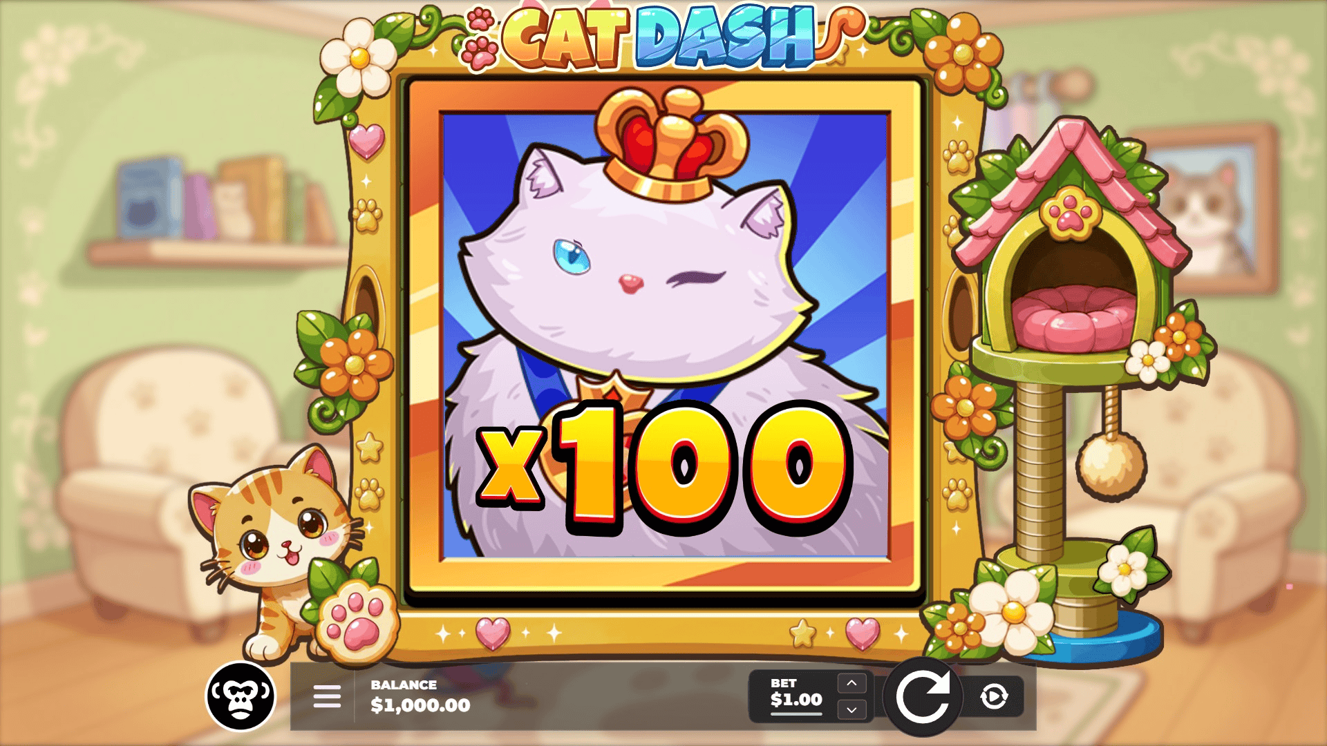 Cat Dash slot gameplay reels