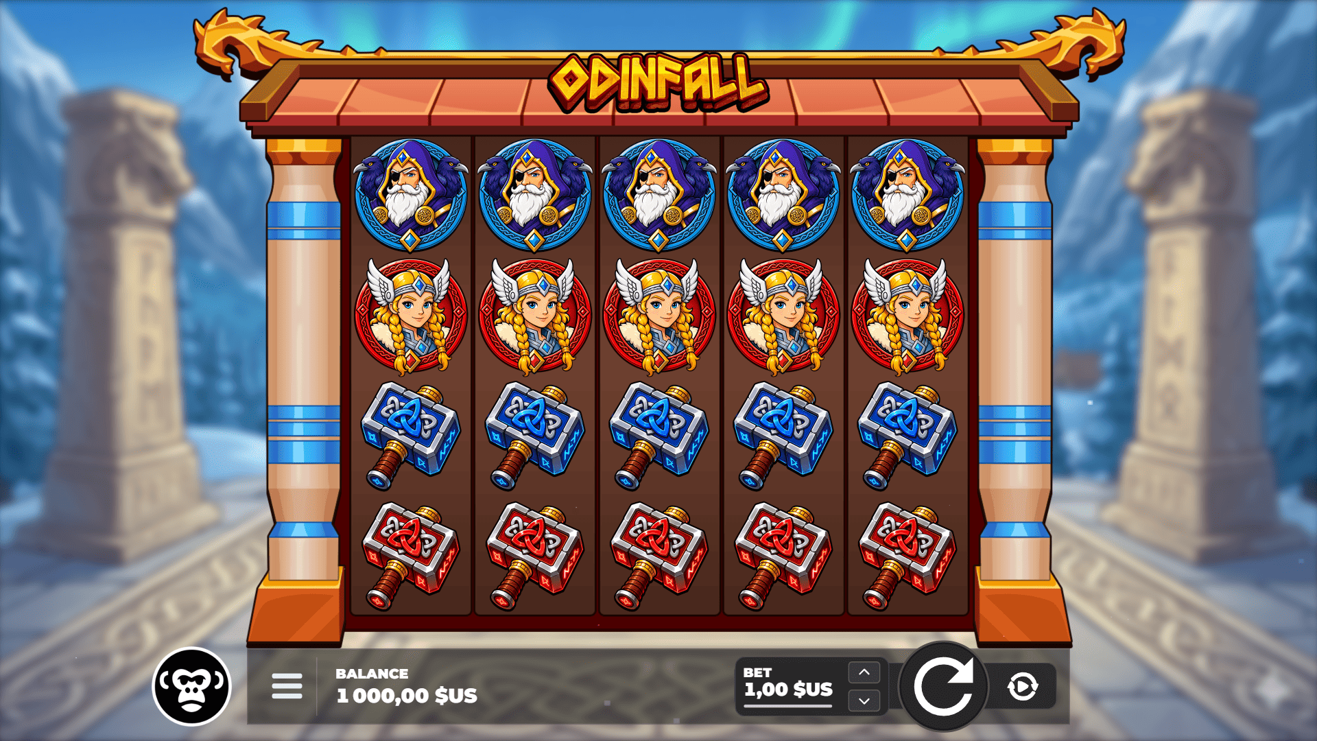 Odinfall slot gameplay reels