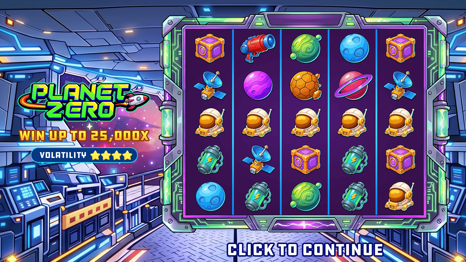 Planet Zero slot intro screen
