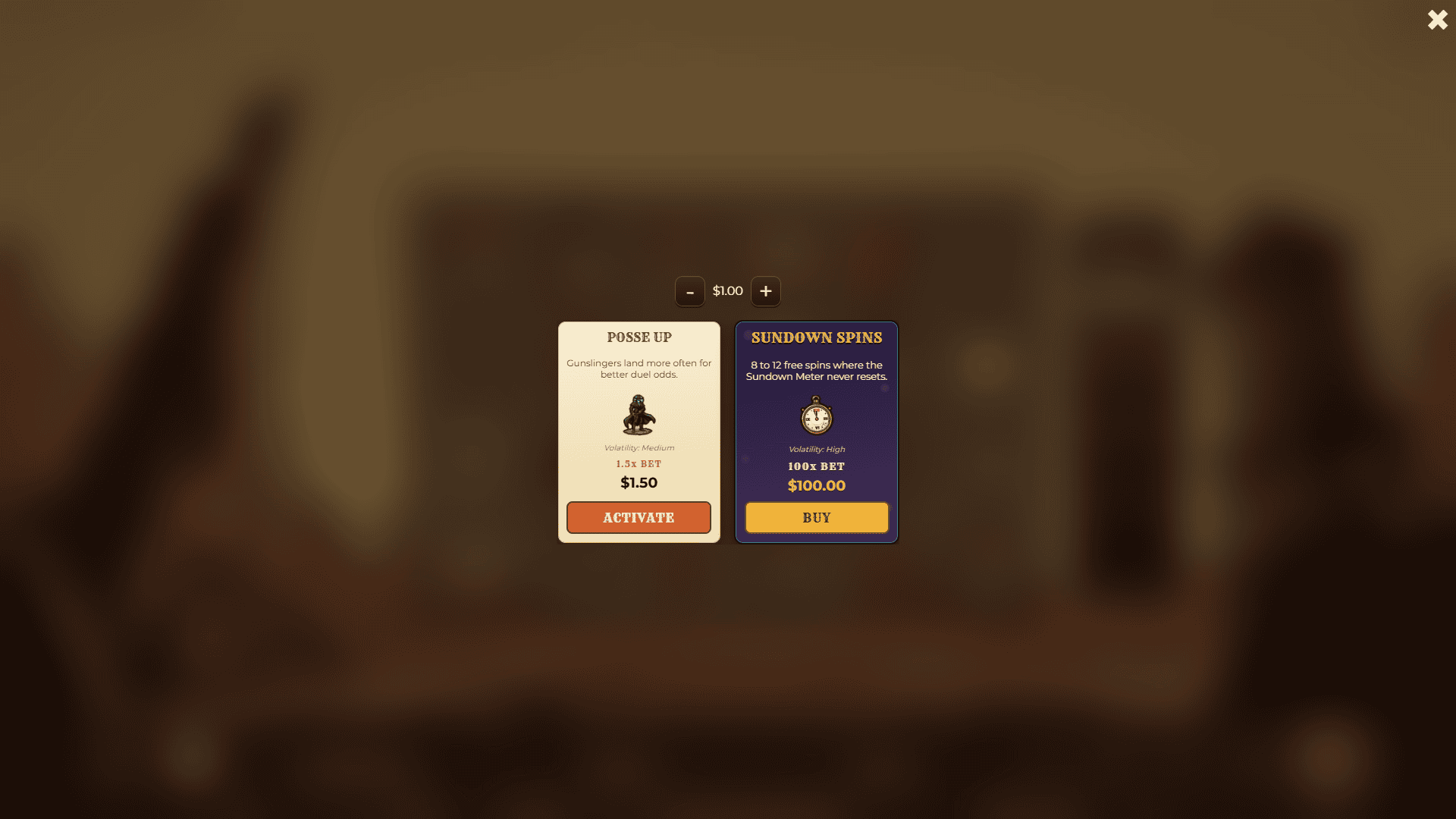 Deadline Gulch bonus buy menu