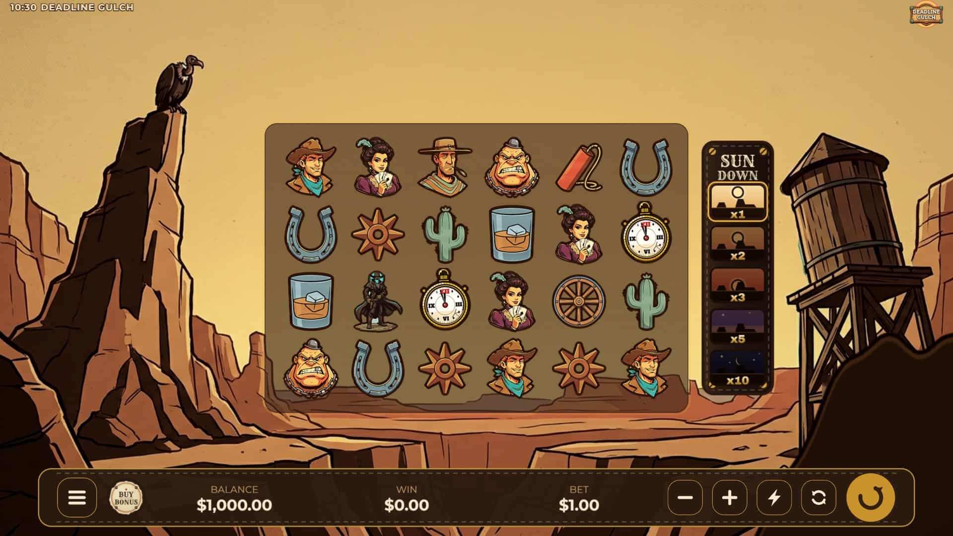Deadline Gulch slot gameplay reels