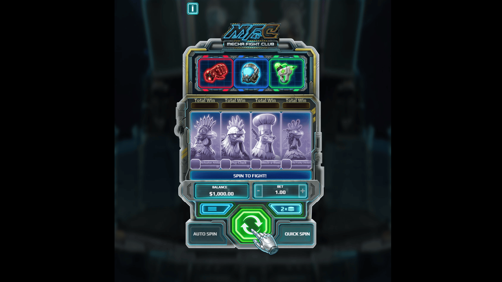 Mecha Fight Club slot gameplay reels