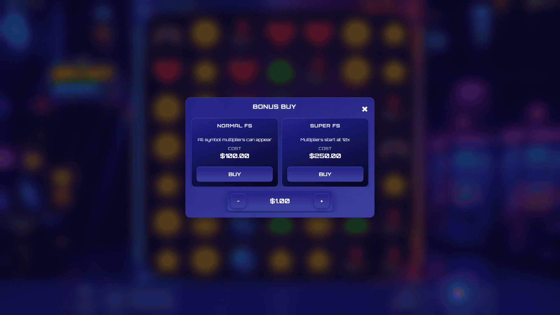 Arcade Pixel bonus buy menu
