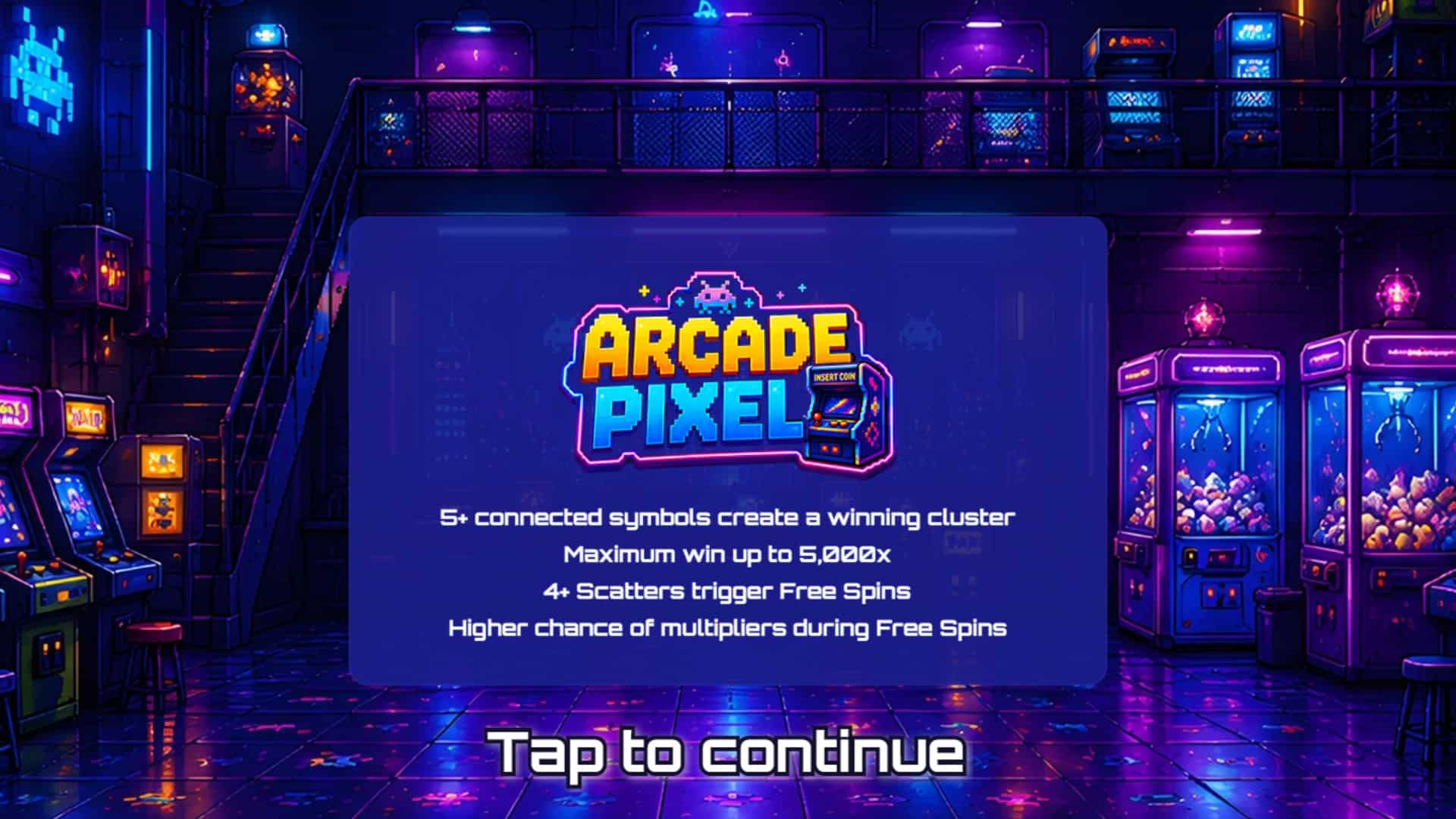 Arcade Pixel slot intro screen