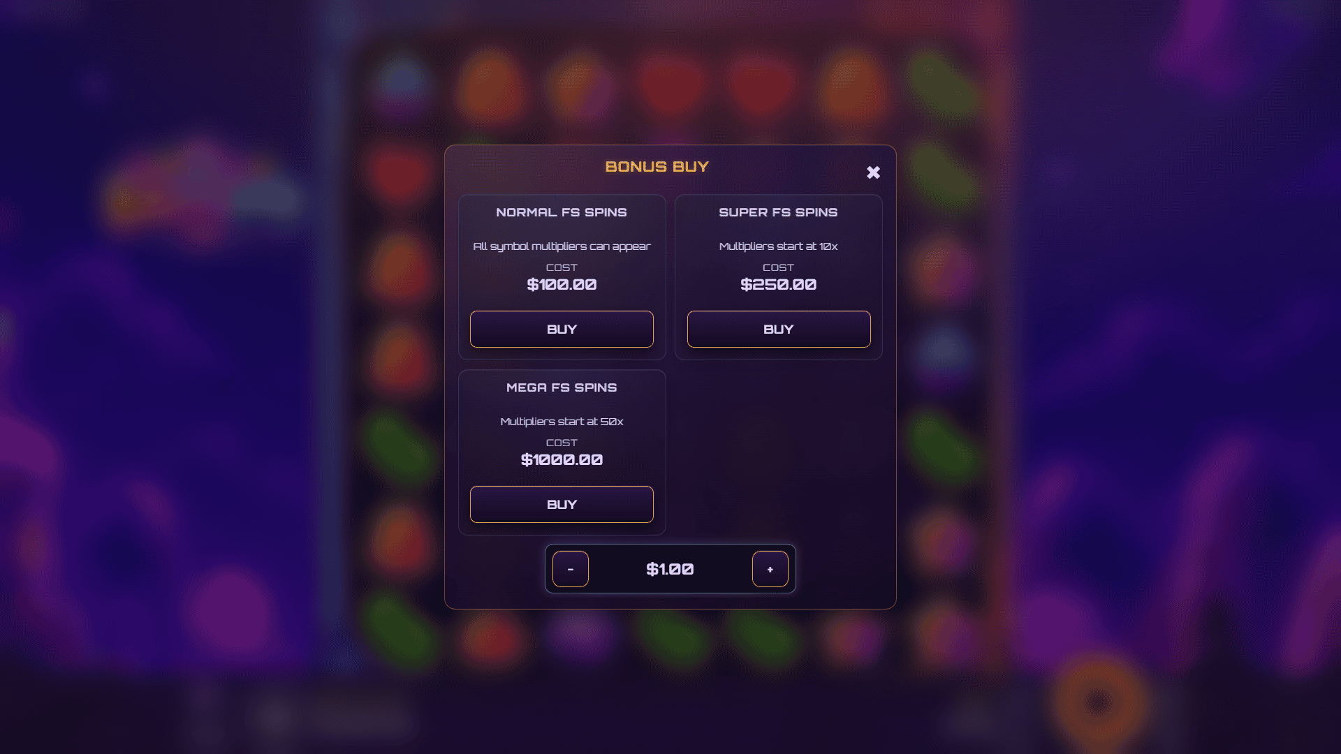 Lumipop bonus buy menu