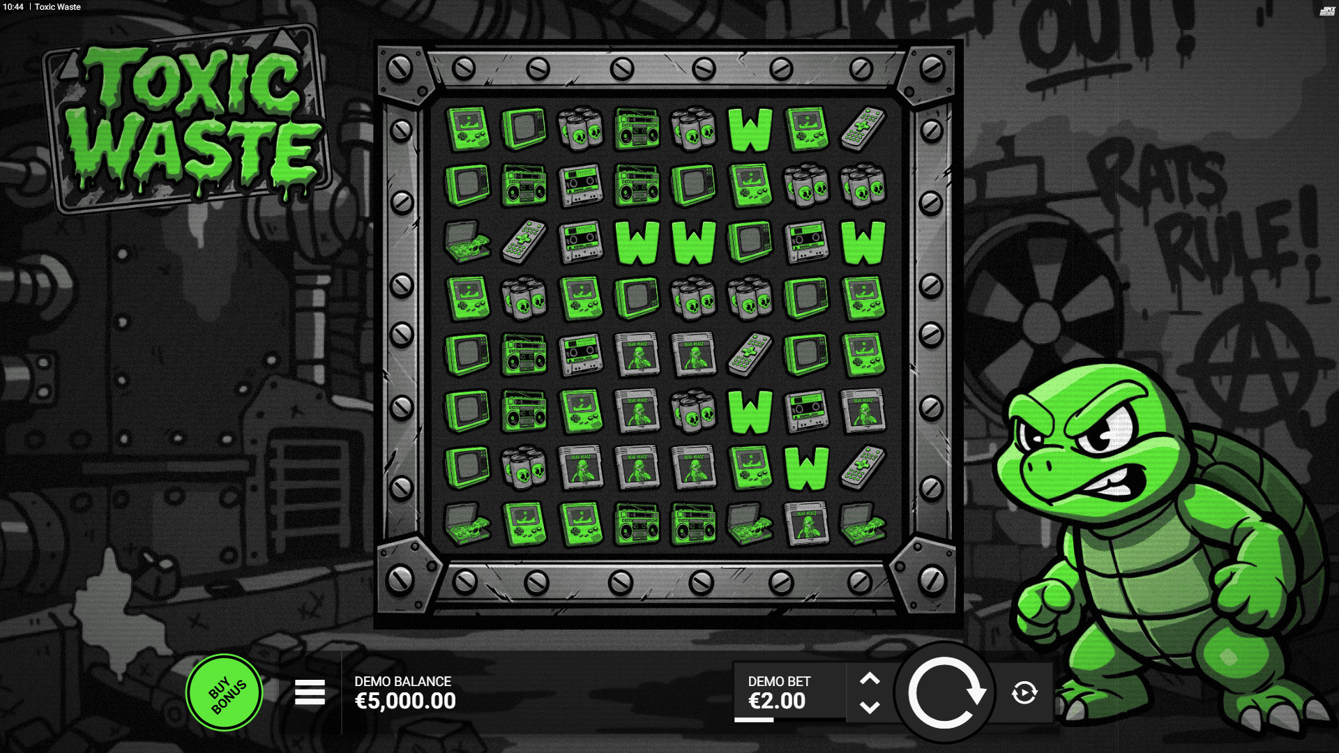 Toxic Waste slot gameplay reels