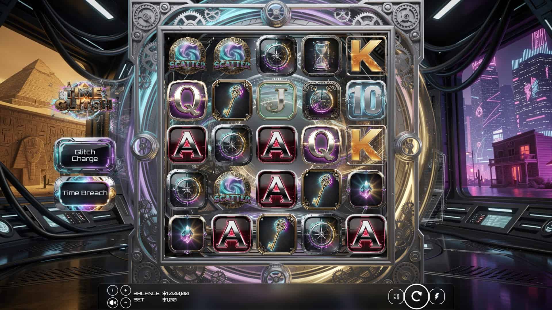 Time Glitch slot gameplay reels