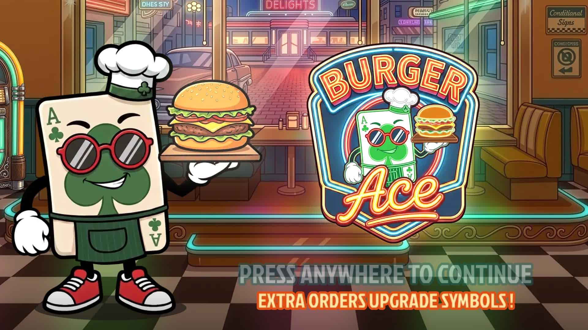 Burger Ace Clusters slot intro screen