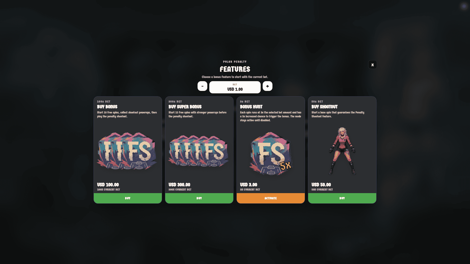 Polar Penalty bonus buy menu