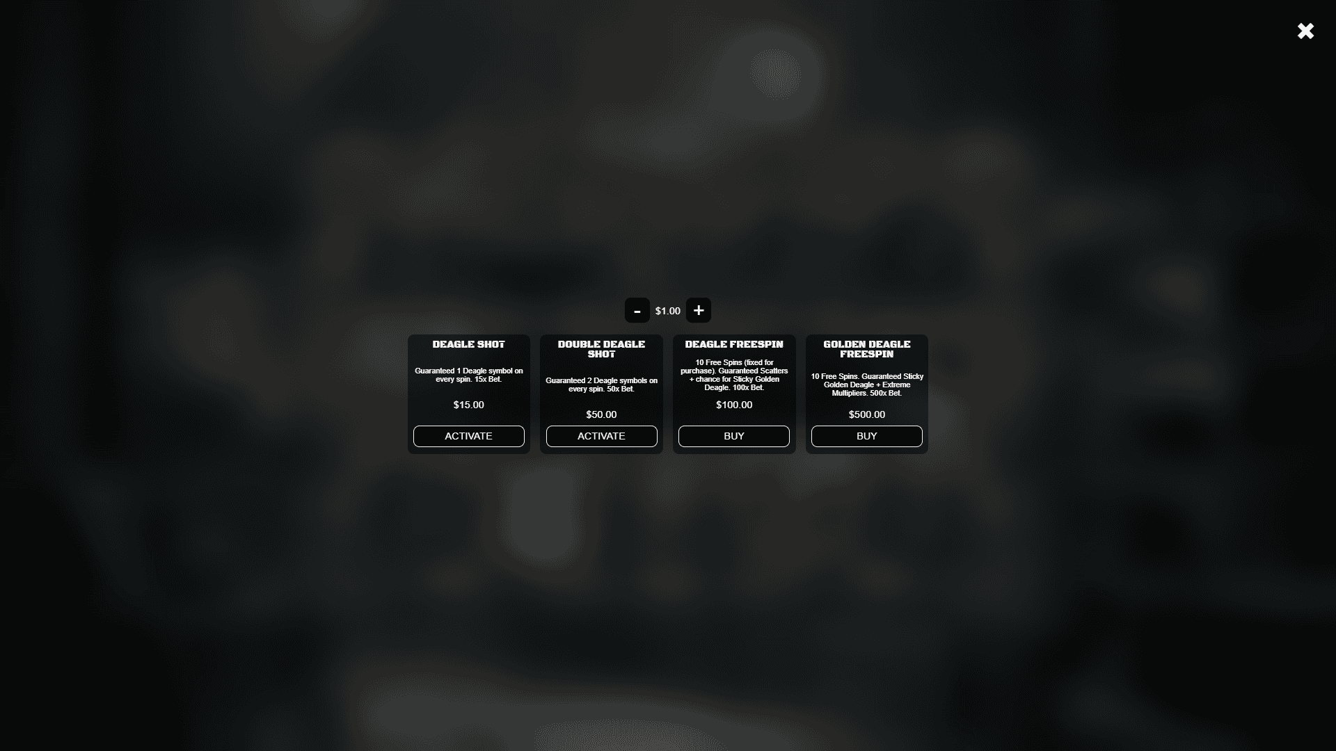 Deagle bonus buy menu