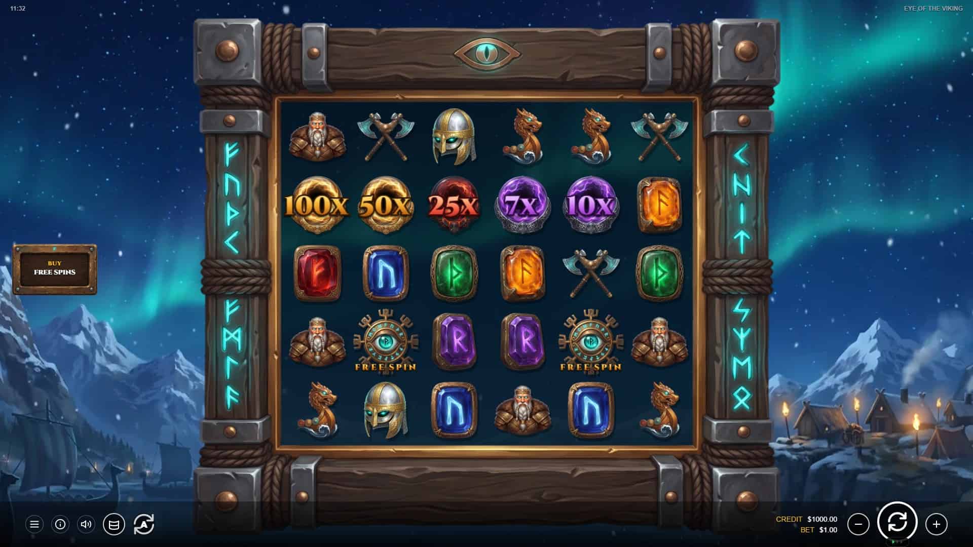 Eye of the Viking slot gameplay reels