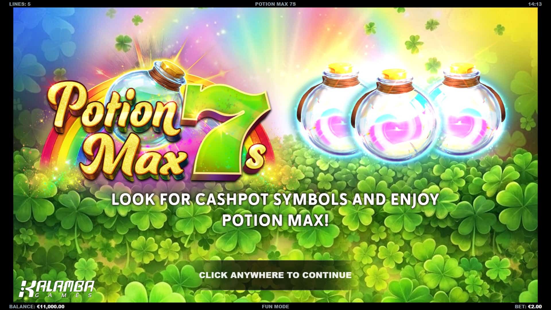 Potion Max 7s slot intro screen