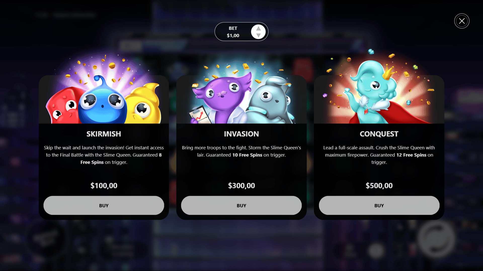 Slime Invasion bonus buy menu