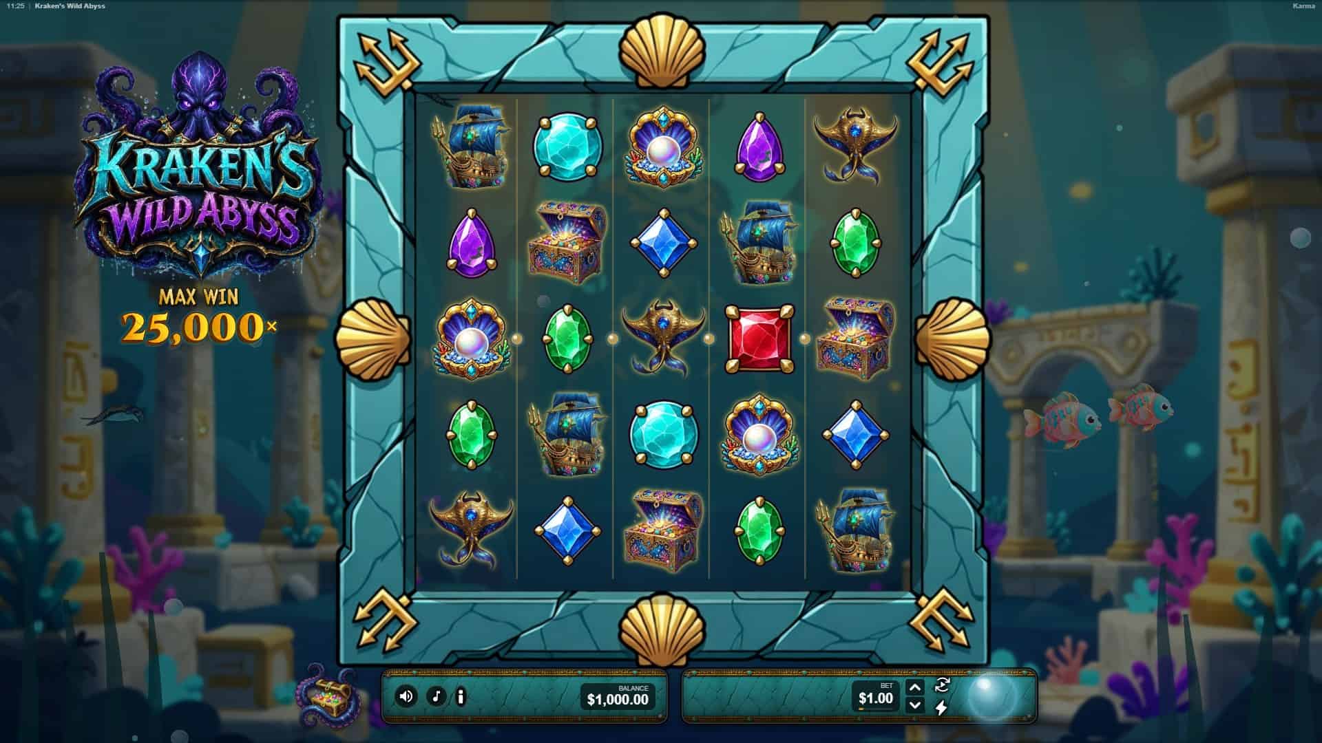Kraken's Wild Abyss slot gameplay reels