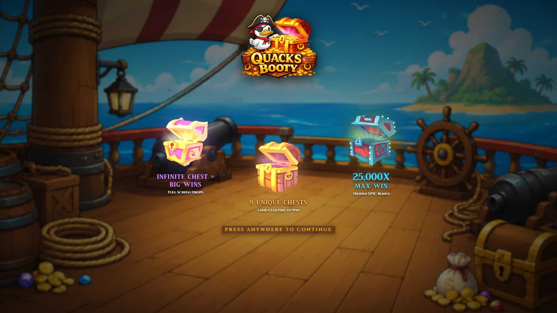 Quacks Booty slot intro screen