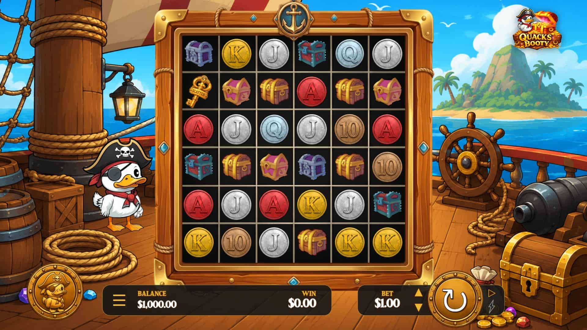 Quacks Booty slot gameplay reels