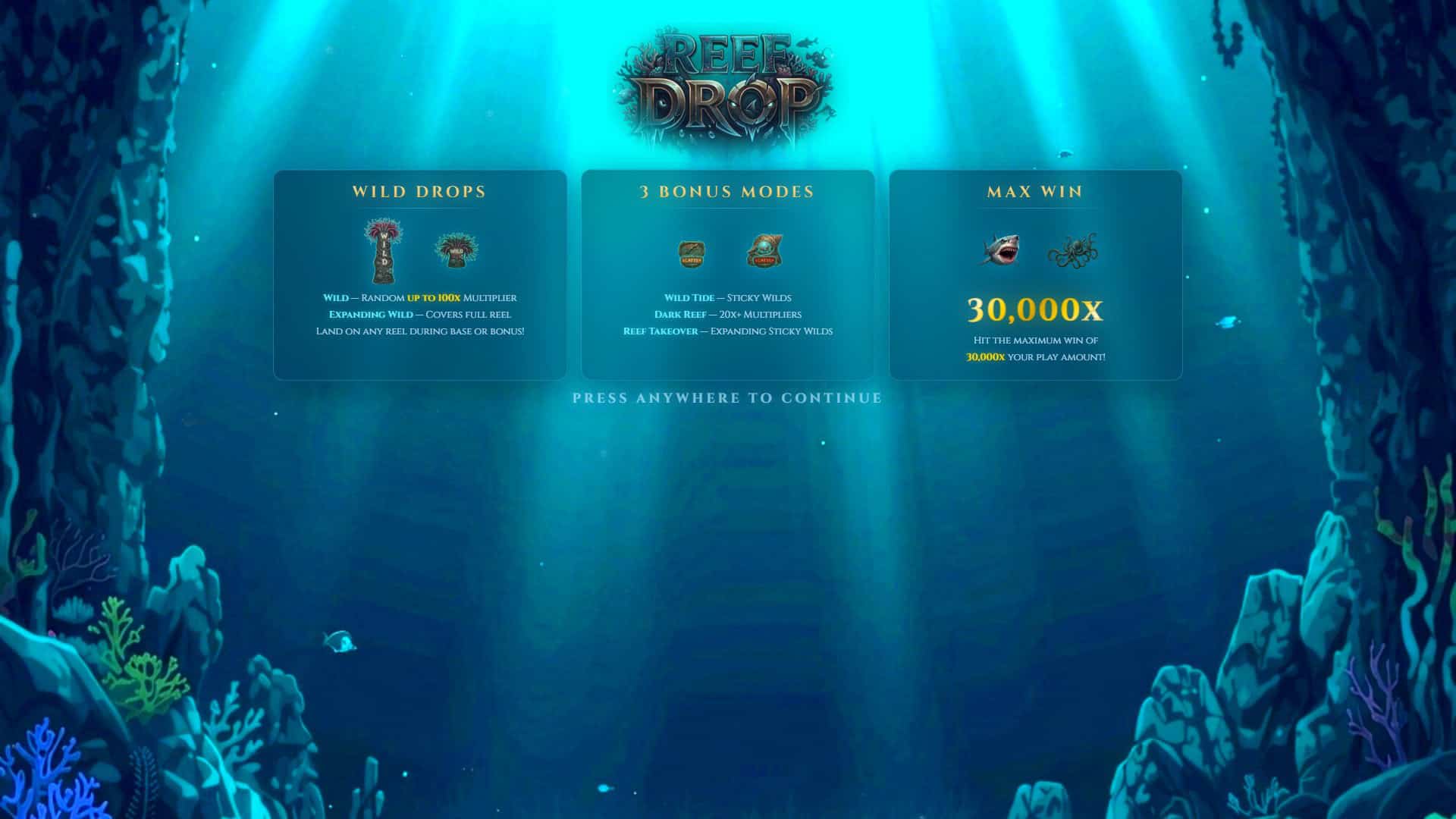 Reef Drop slot intro screen