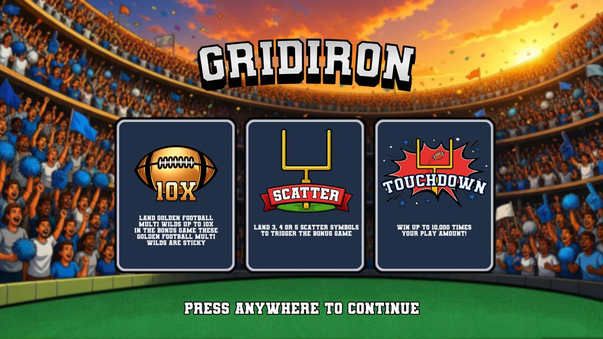 Gridiron slot intro screen