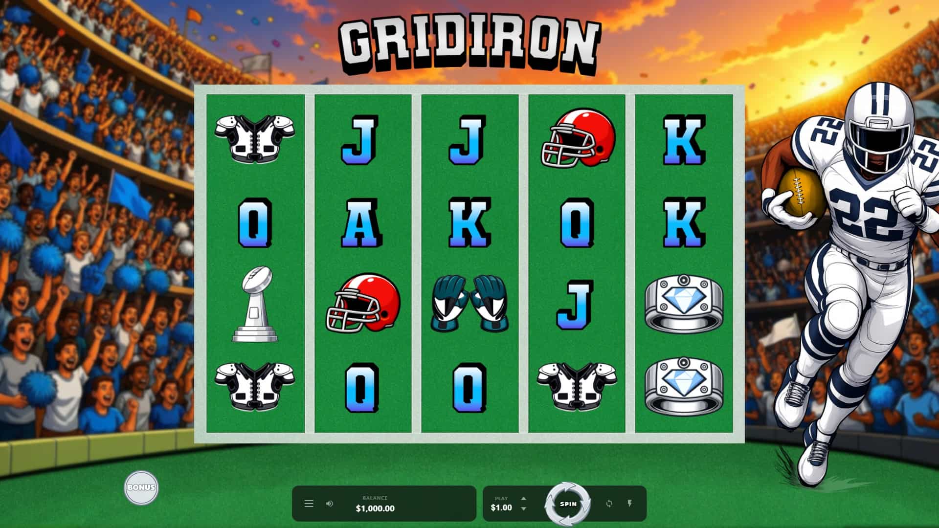 Gridiron slot gameplay reels
